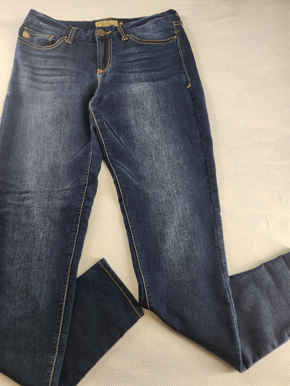 Dear John Stretch Denim Women's Dark Wash Blue Mid-Rise Skinny Jeans Size 28